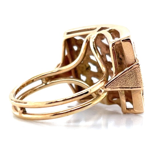 Ming’s Hawaii Bird on a Plum Blossom Tree Cutout 14K Square Ring - Picture 7 of 11